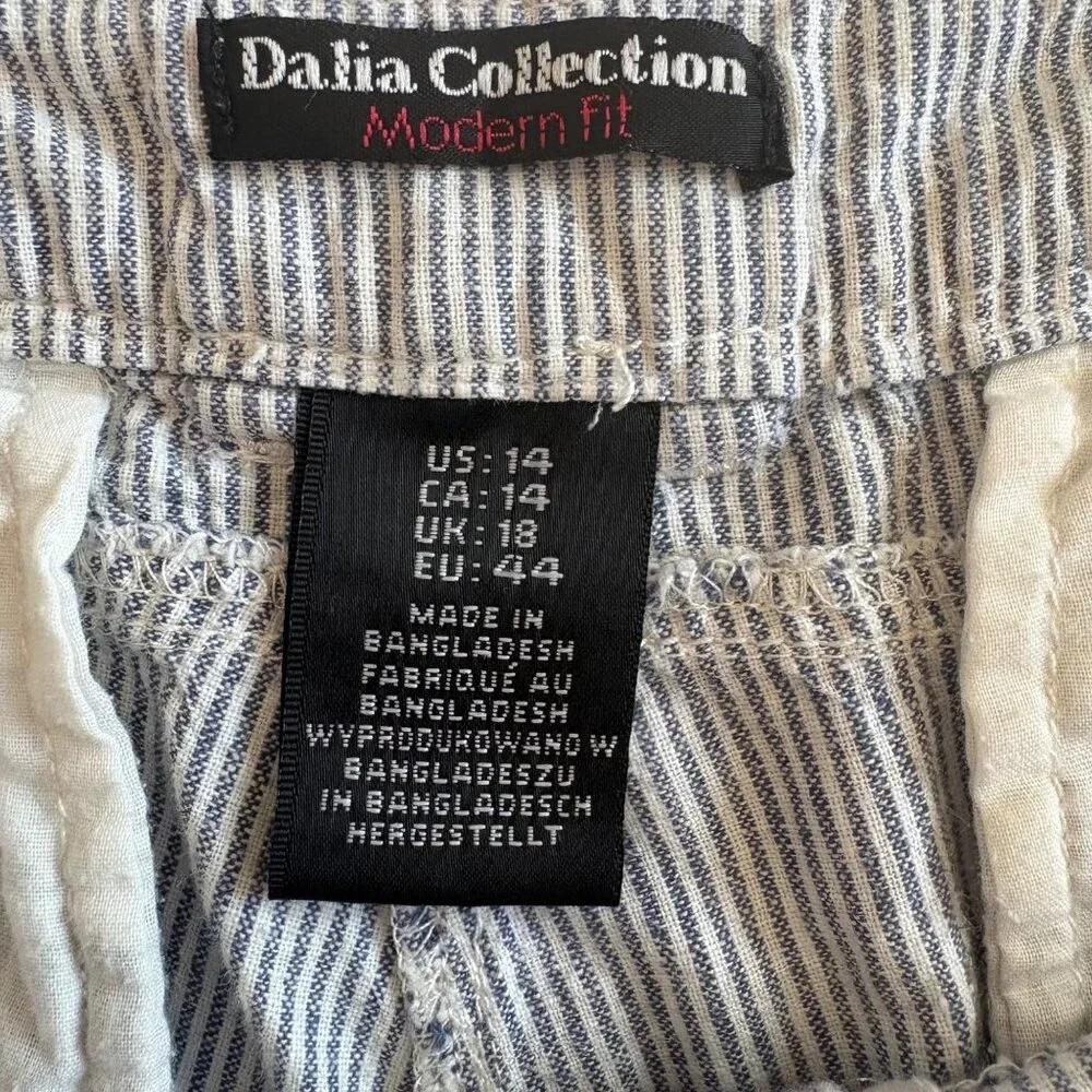Dalia Collection Modern Fit Womens Striped Linen-Blend Pants Size14 Gray & White - Picture 3 of 7
